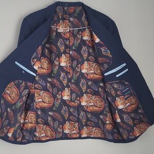 ​Harry Brown London Navy Slim Fit Blazer 46S - Fox Print Lining